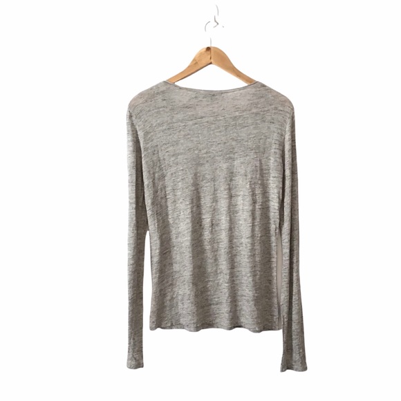 Theory M Linen Roll-Stitch Long Sleeve Basic Tee - Picture 5 of 8